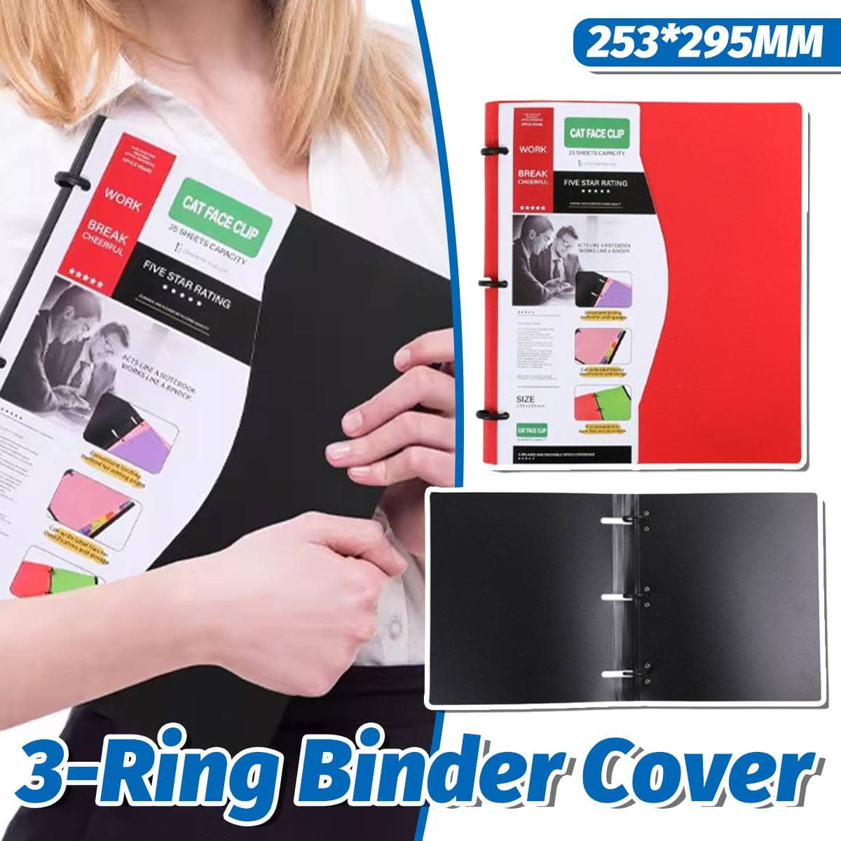 Letter Size 3 Ring Binder Cover Soft Poly - Red - view 2