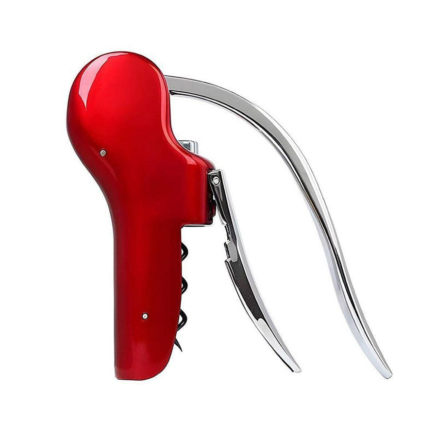 Lever Wine Bottle Opener, Zinc Alloy Corkscrew - Red