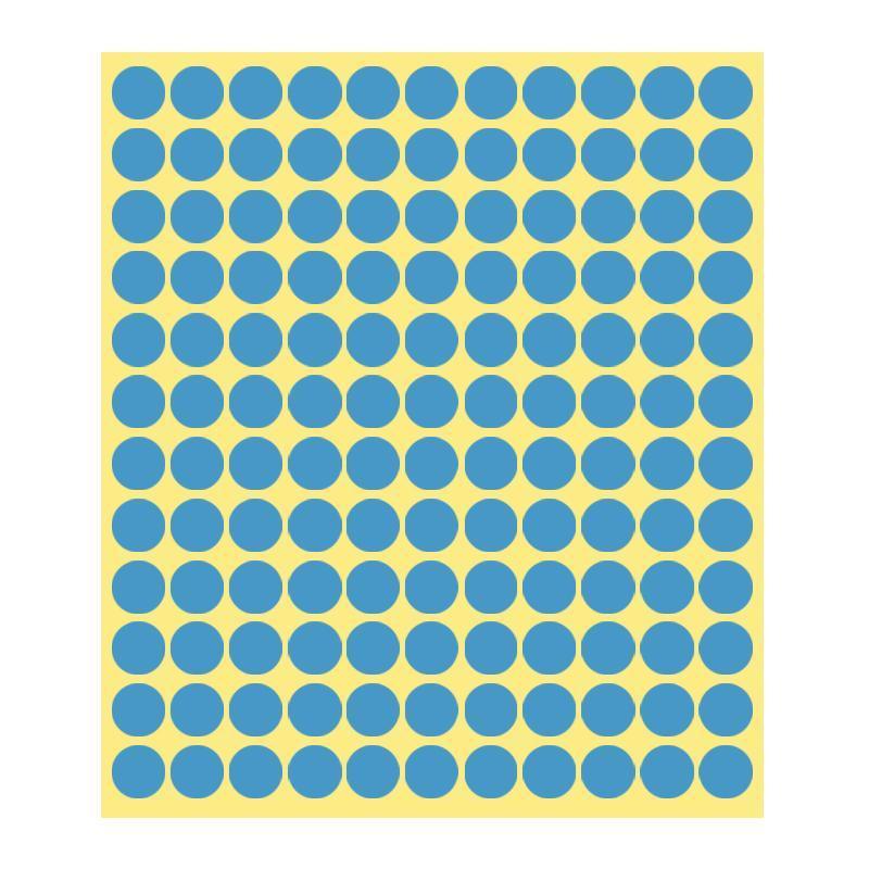 Light Blue Round Sticker Dots Adhesive Labels - 13mm, 132 Dots, 1 Sheet