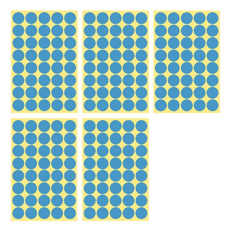Light Blue Round Sticker Dots Adhesive Labels - 25mm, 40 Dots, 5 Sheets
