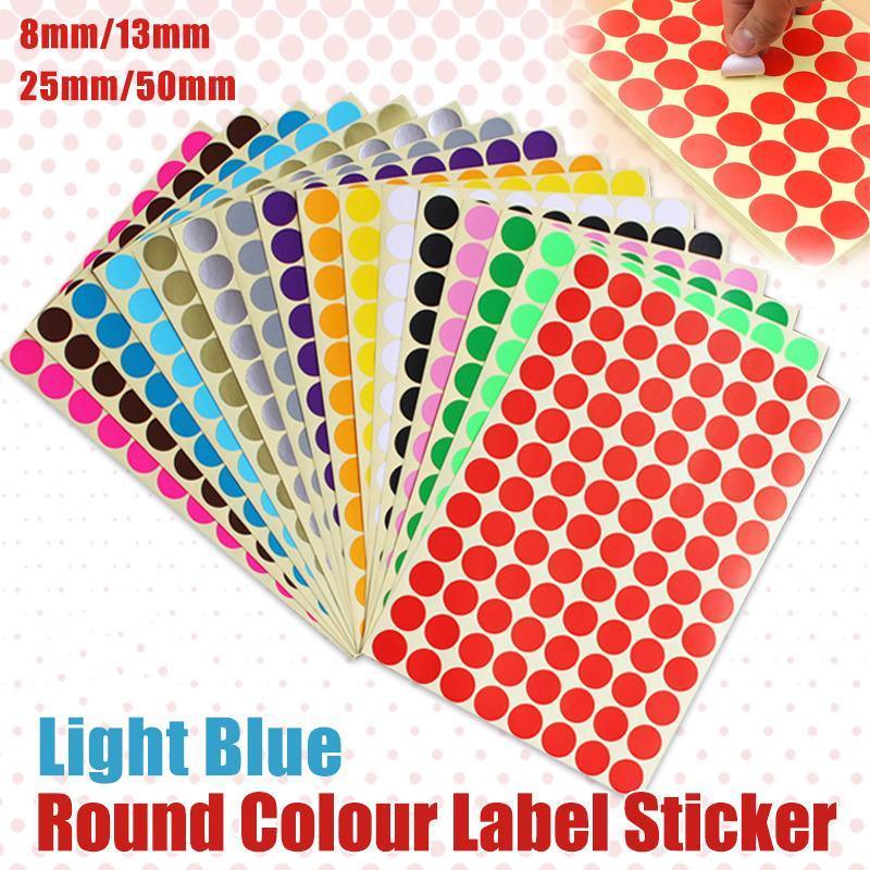 Light Blue Round Sticker Dots Adhesive Labels - 25mm, 40 Dots, 5 Sheets - view 2
