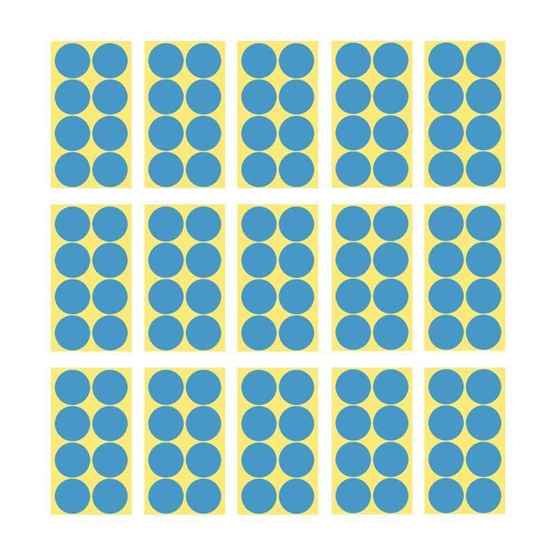 Light Blue Round Sticker Dots Adhesive Labels - 50mm, 8 Dots, 15 Sheets