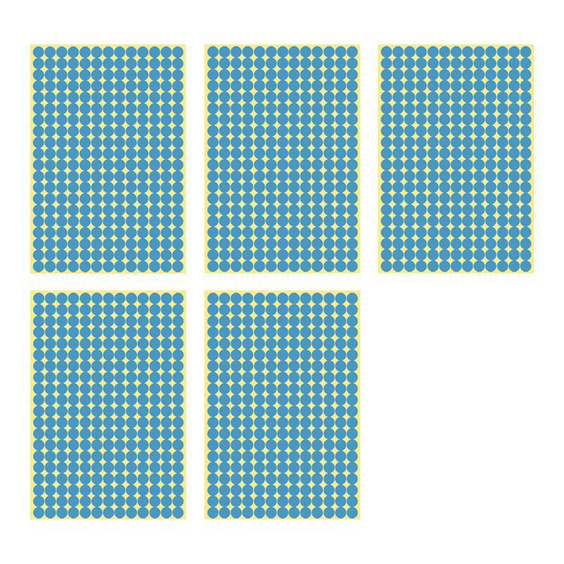 Light Blue Round Sticker Dots Adhesive Labels - 8mm, 260 Dots, 5 Sheets