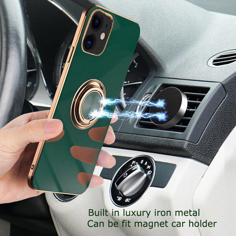 Light Cyan Shockproof Silicone Ring Stand Case for iPhone 12 Mini - view 6