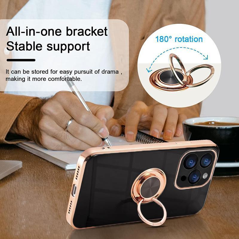 Light Cyan Shockproof Silicone Ring Stand Case for iPhone 13 Pro Max - view 10