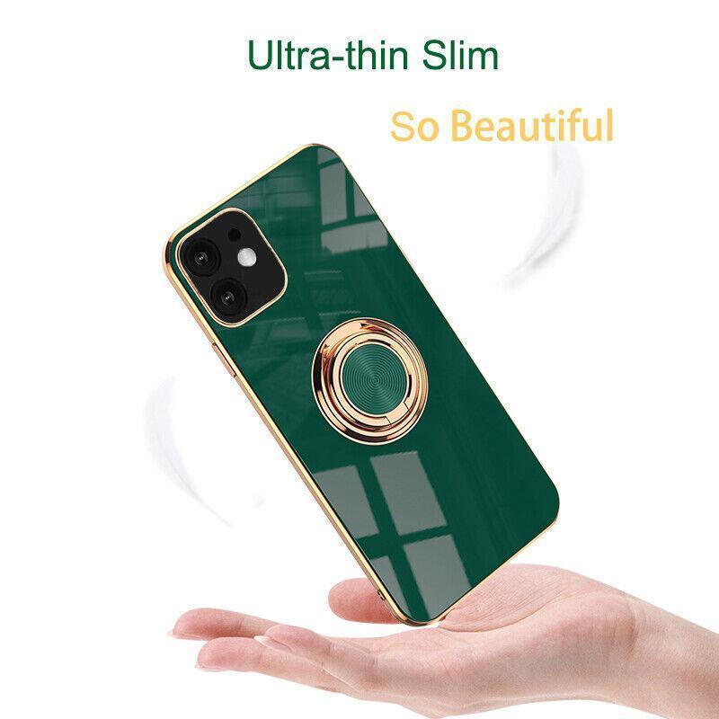 Light Cyan Shockproof Silicone Ring Stand Case for iPhone 13 Pro Max - view 4