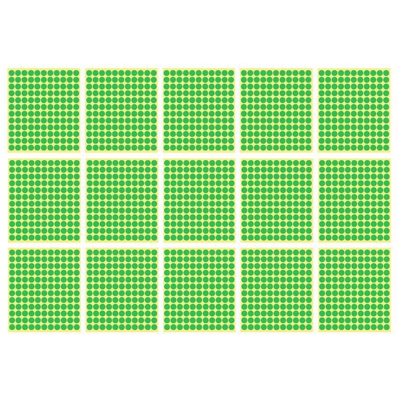 Light Green Round Sticker Dots Adhesive Labels - 13mm, 132 Dots, 15 Sheets