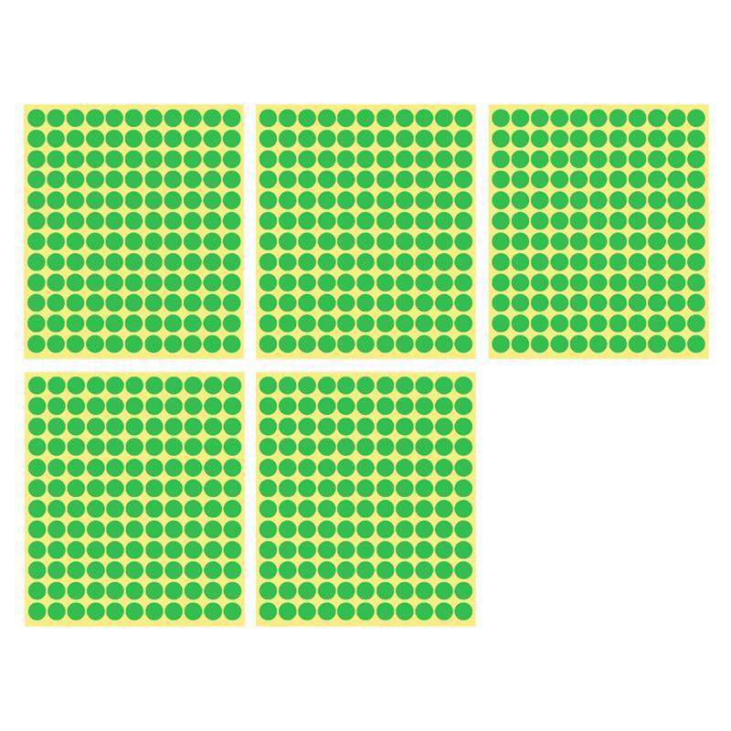 Light Green Round Sticker Dots Adhesive Labels - 13mm, 132 Dots, 5 Sheets