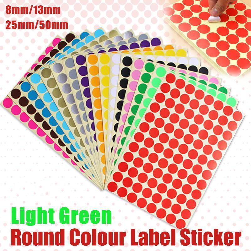 Light Green Round Sticker Dots Adhesive Labels - 25mm, 40 Dots, 1 Sheet - view 2
