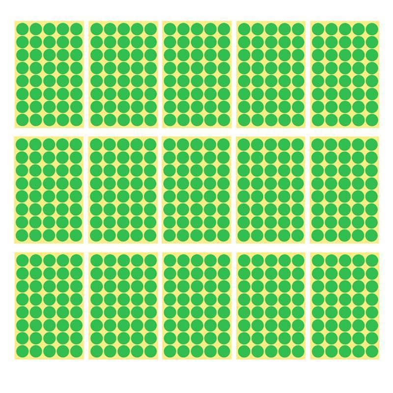 Light Green Round Sticker Dots Adhesive Labels - 25mm, 40 Dots, 15 Sheets