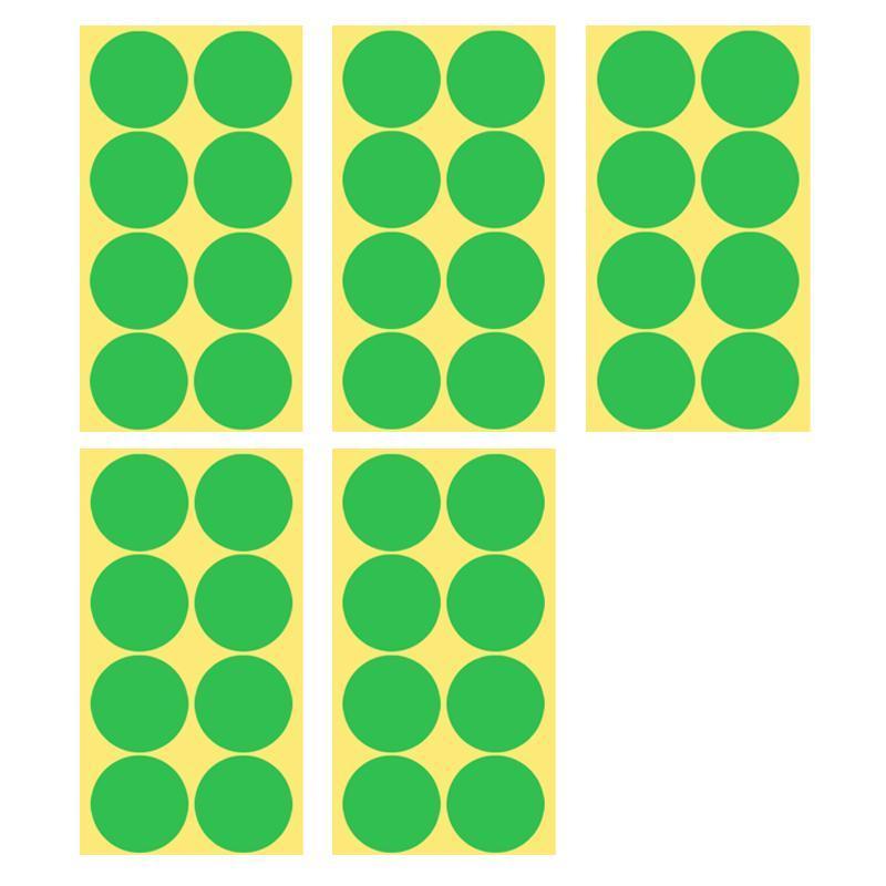 Light Green Round Sticker Dots Adhesive Labels - 50mm, 8 Dots, 5 Sheets