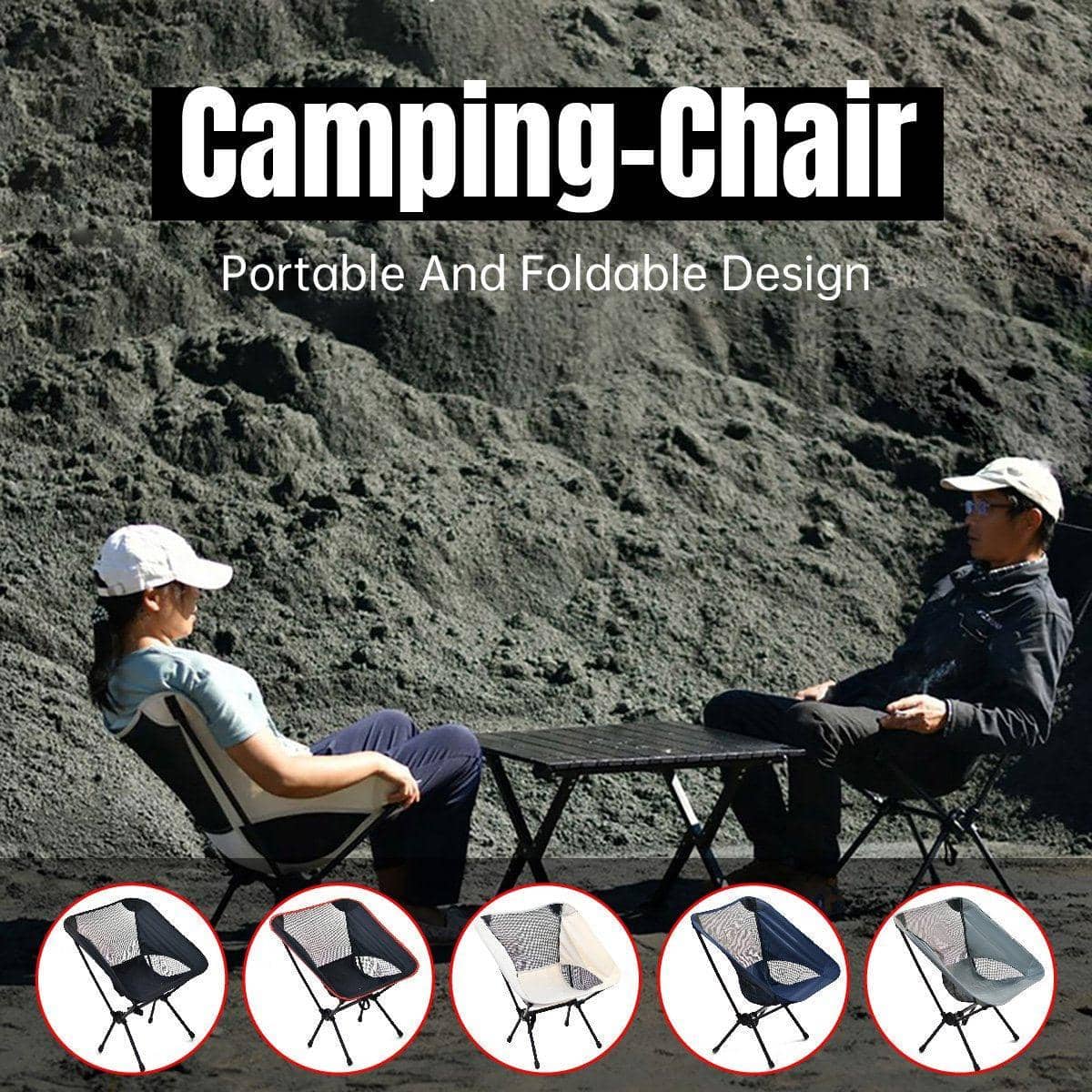 Lightweight Folding Camping Chair with High Back - Cream White - view 2