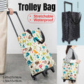 Lightweight Folding Shopping Trolley with Wheels and Retractable Tote Bag - White, Large (50 x 33 x 18 cm) - view 2