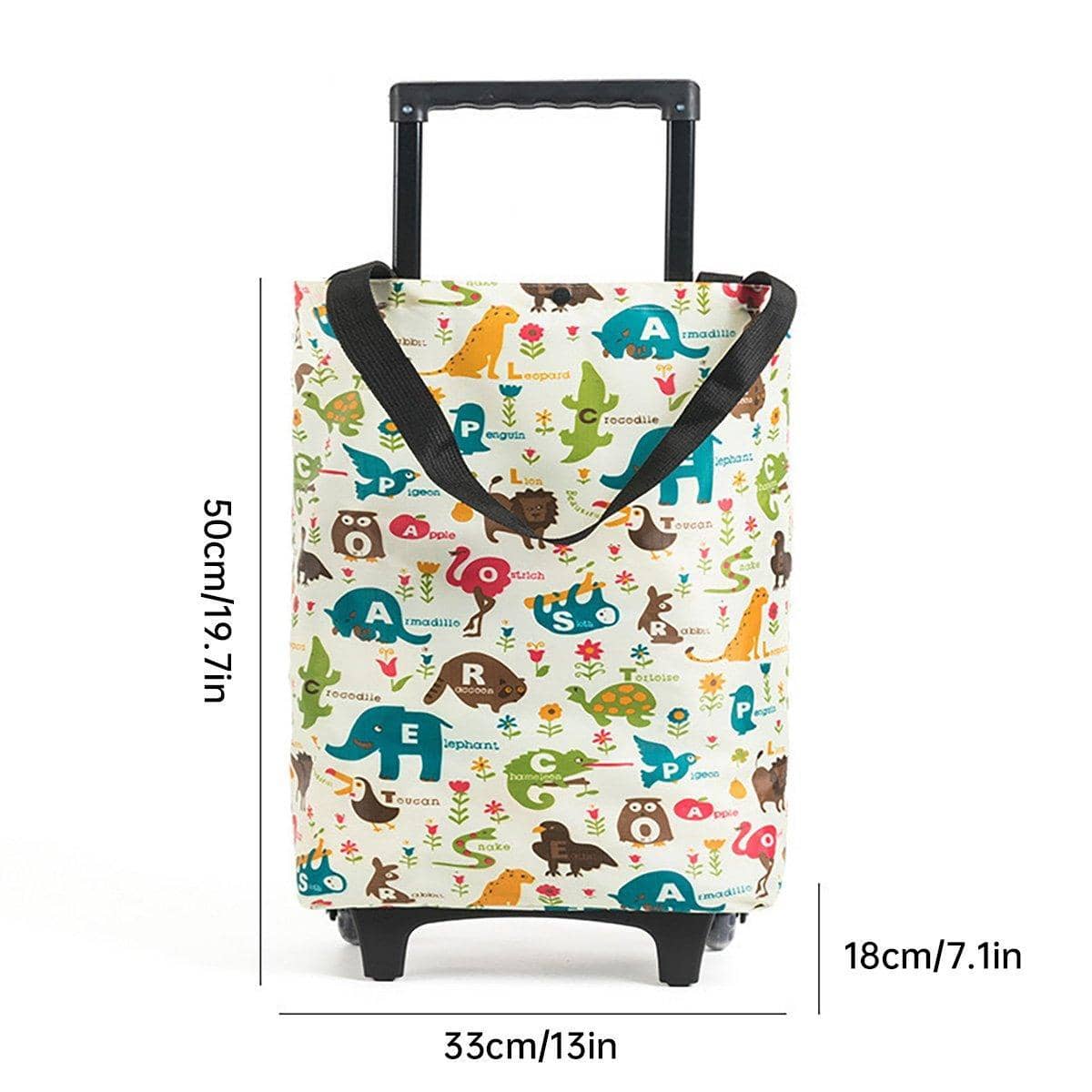 Lightweight Folding Shopping Trolley with Wheels and Retractable Tote Bag - White, Large (50 x 33 x 18 cm) - view 5