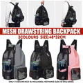 Lightweight Mesh Drawstring Backpack for Gym, Swimming and Beach - Black - view 2