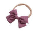 Linen Bow Headbands Soft Elastic 2 Pack - Dark Purple