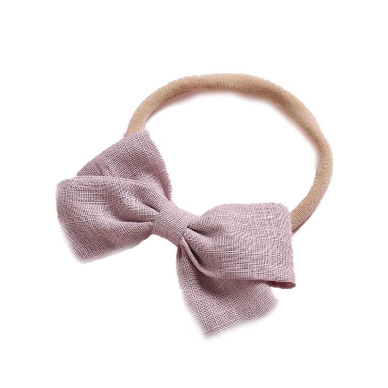 Linen Bow Headbands Soft Elastic 2 Pack - Deep Hide Powder