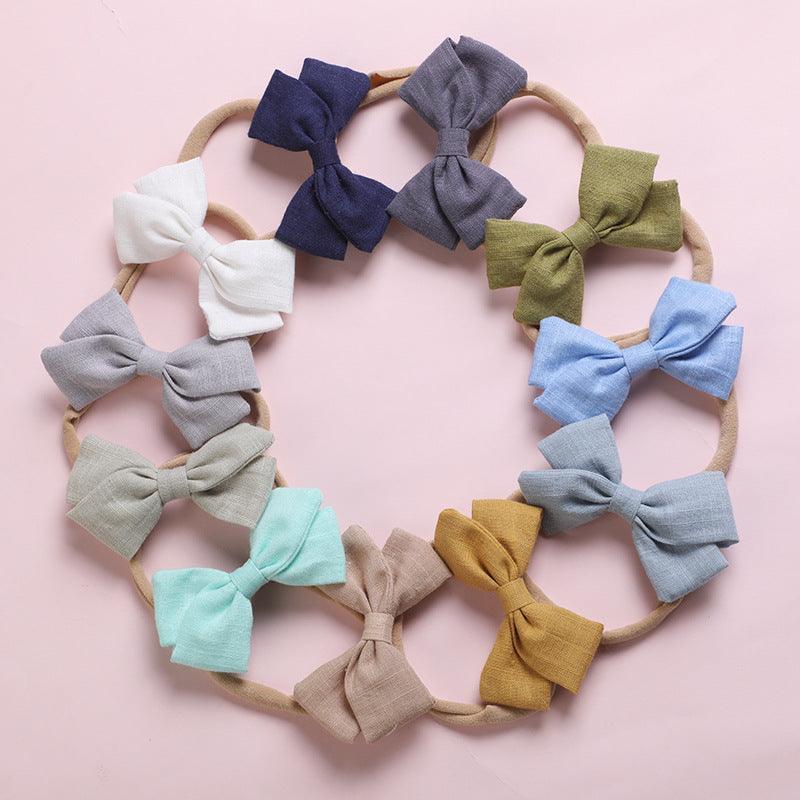 Linen Bow Headbands Soft Elastic 2 Pack - Deep Hide Powder - view 6