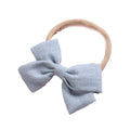 Linen Bow Headbands Soft Elastic 2 Pack - Dusty Blue