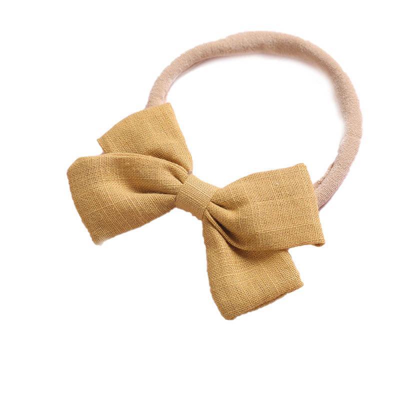 Linen Bow Headbands Soft Elastic 2 Pack - Ginger