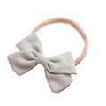 Linen Bow Headbands Soft Elastic 2 Pack - Green Grey