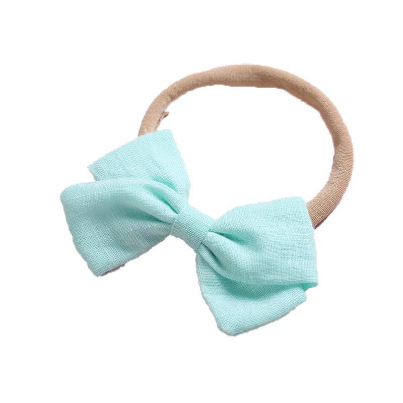 Linen Bow Headbands Soft Elastic 2 Pack - Light Green
