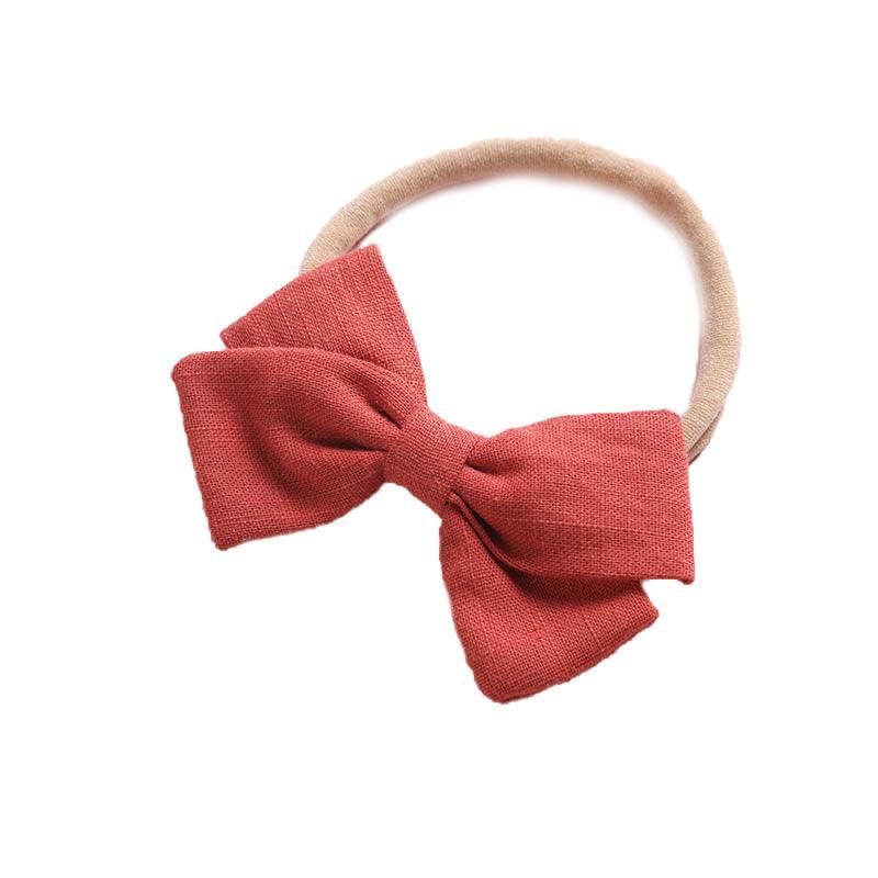 Linen Bow Headbands Soft Elastic 2 Pack - Light Orange