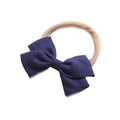 Linen Bow Headbands Soft Elastic 2 Pack - Navy