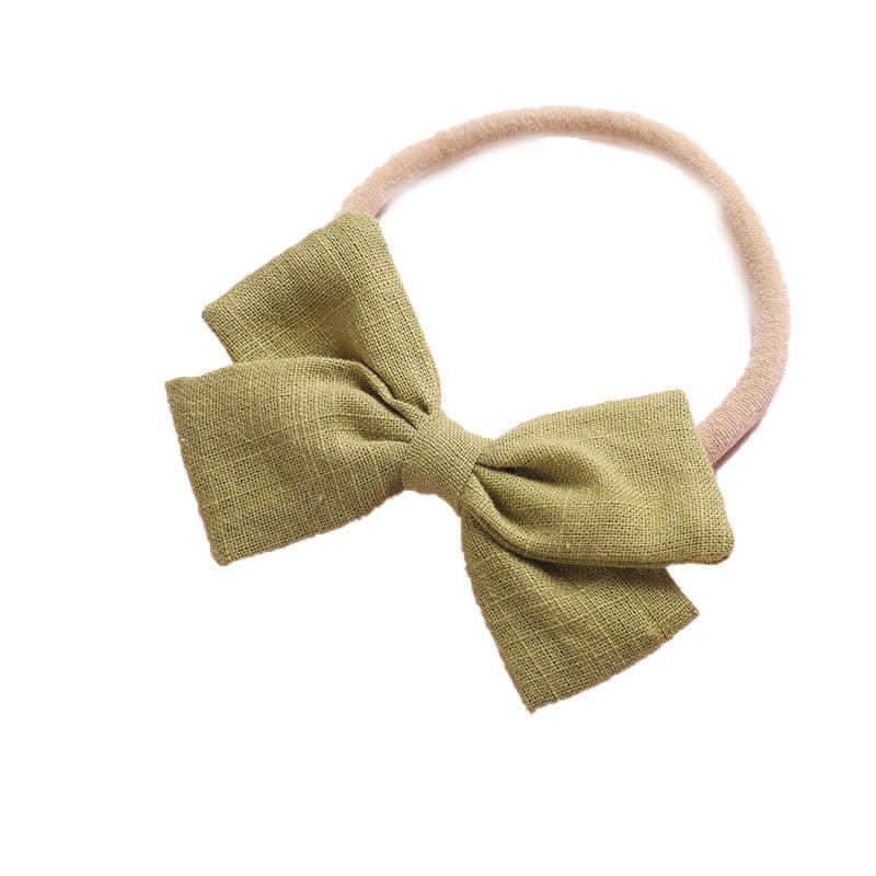 Linen Bow Headbands Soft Elastic 2 Pack - Sage