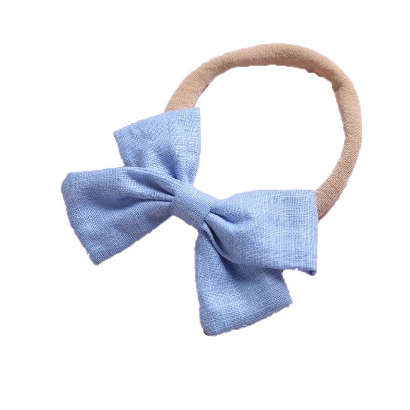 Linen Bow Headbands Soft Elastic 2 Pack - Sky Blue