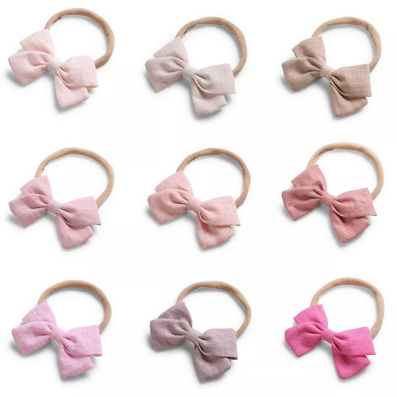 Linen Bow Headbands Soft Elastic 2 Pack - Sky Blue - view 3