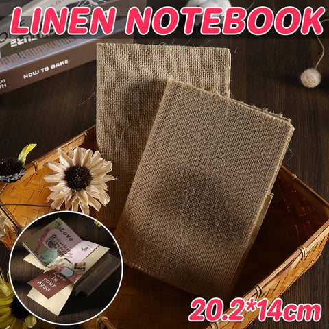 Linen Hardcover Notebook, Retro Thread-Bound with Kraft Paper Pages