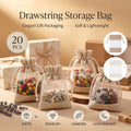 Linen Mesh Drawstring Bags 20 Pack - Small 10 x 15.5cm, Brown - view 2