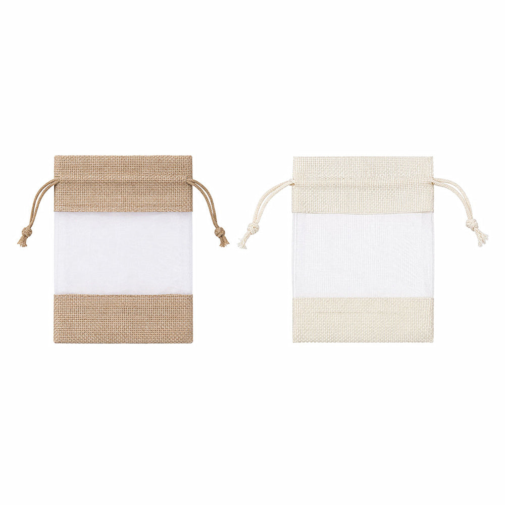 Linen Mesh Drawstring Bags 20 Pack - Small 10 x 15.5cm, Brown - view 3