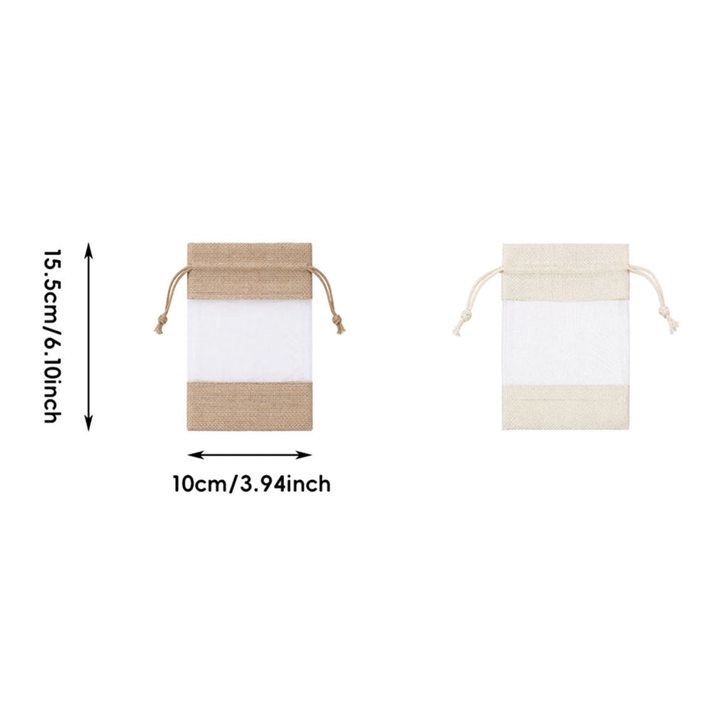 Linen Mesh Drawstring Bags 20 Pack - Small 10 x 15.5cm, Brown - view 4