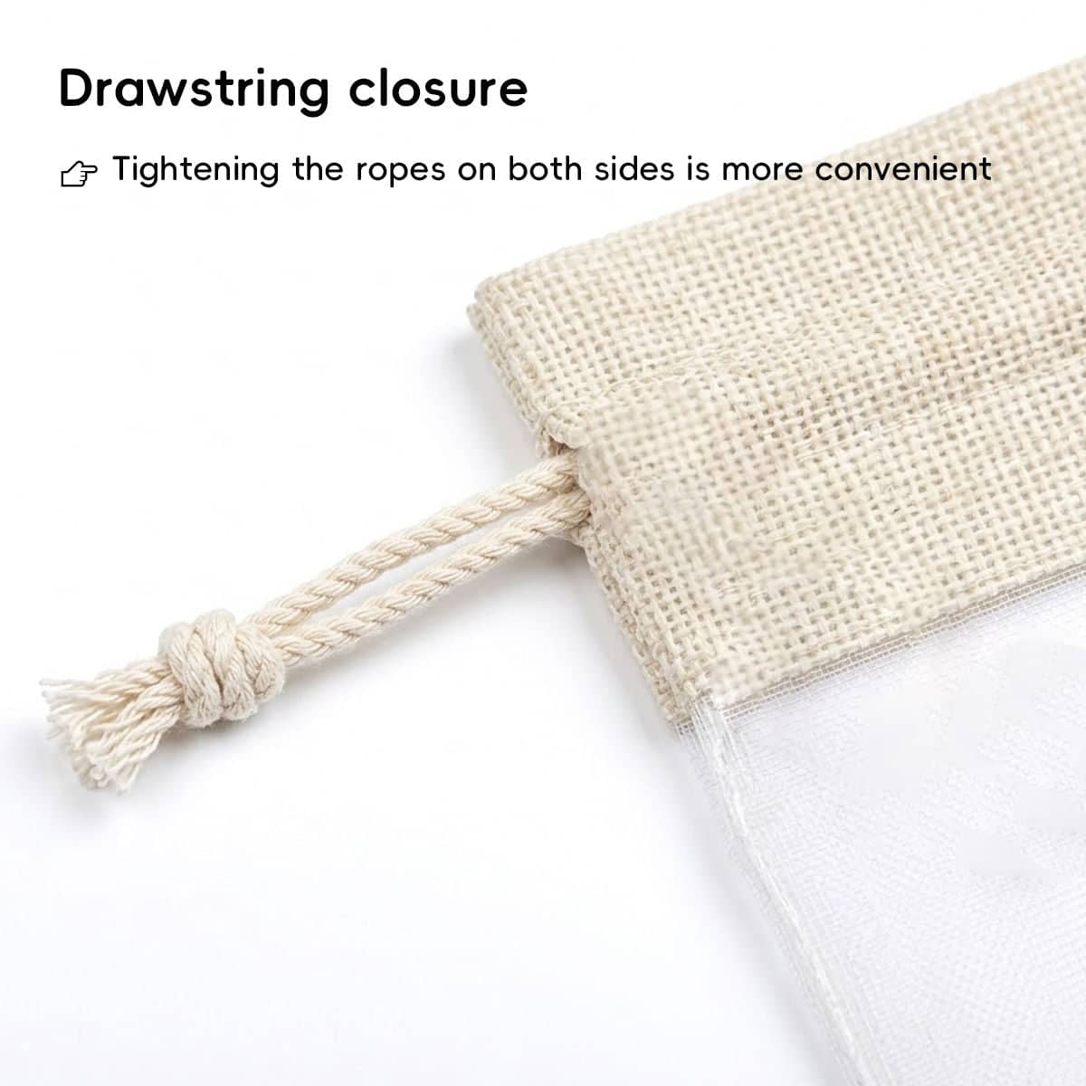 Linen Mesh Drawstring Bags 20 Pack - Small 10 x 15.5cm, Brown - view 5