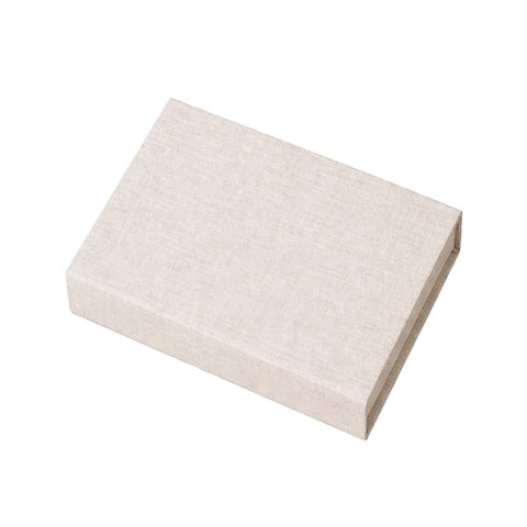 Linen Photo Storage Box with Flip Lid and Ribbon - Beige