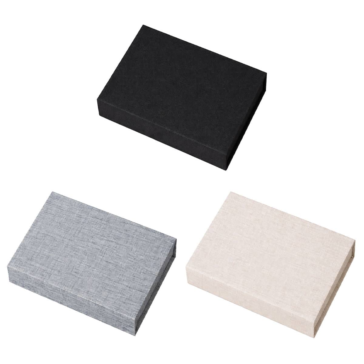 Linen Photo Storage Box with Flip Lid and Ribbon - Beige - view 3