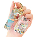 Liquid Quicksand Glitter Keychain with Bell and Strap - Black