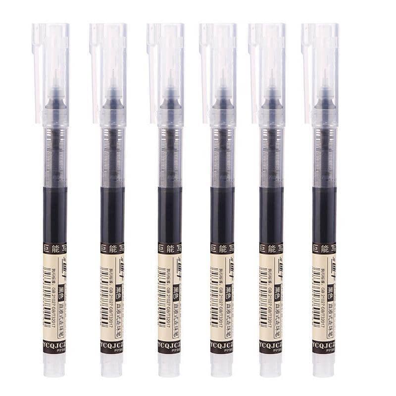Liquid Rollerball Pens 0.5mm Straight Tip - Black, Pack of 6
