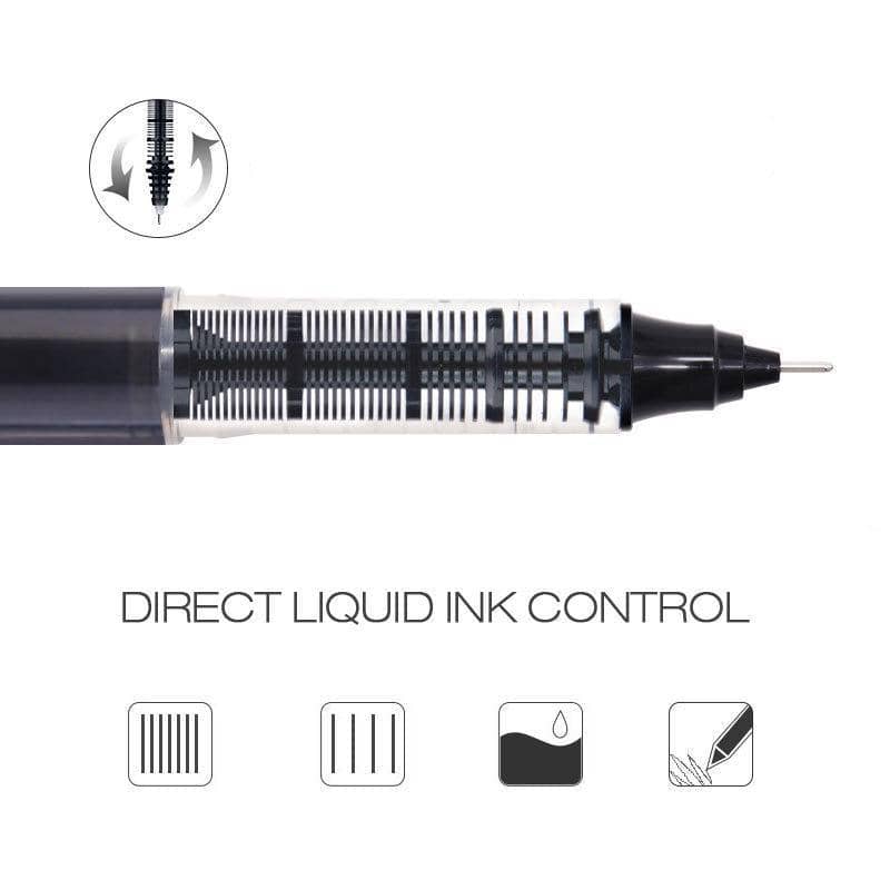 Liquid Rollerball Pens 0.5mm Straight Tip - Black, Pack of 6 - view 5
