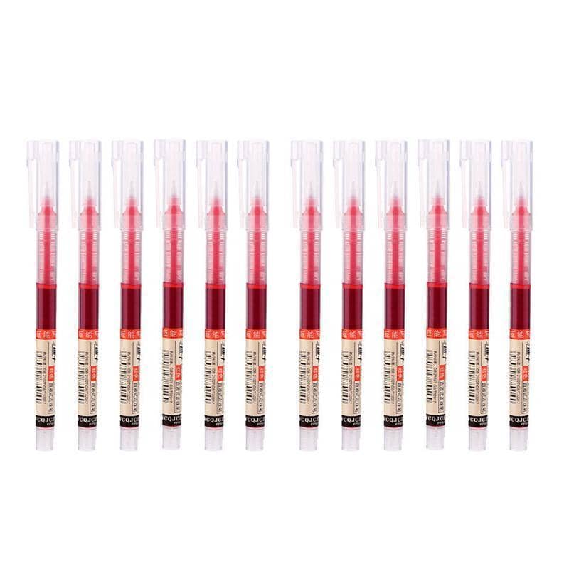 Liquid Rollerball Pens 0.5mm Straight Tip - Red, Pack of 12