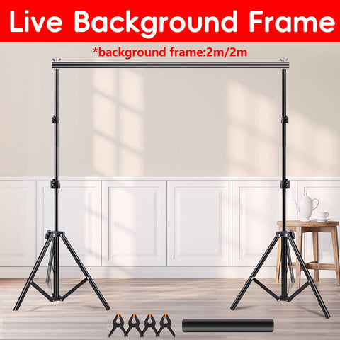 Live Streaming Backdrop Frame Stand Adjustable up to 200 x 200 cm for Video Shooting