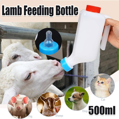 Livestock Nursing Bottle 500ml with Handle and Nipple for Lambs and Piglets