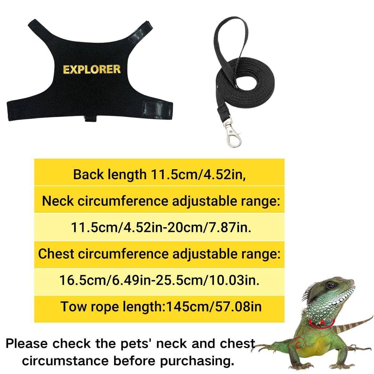 Lizard Clothing with Lead Rope, Outdoor Climbing Harness for Reptiles - view 3
