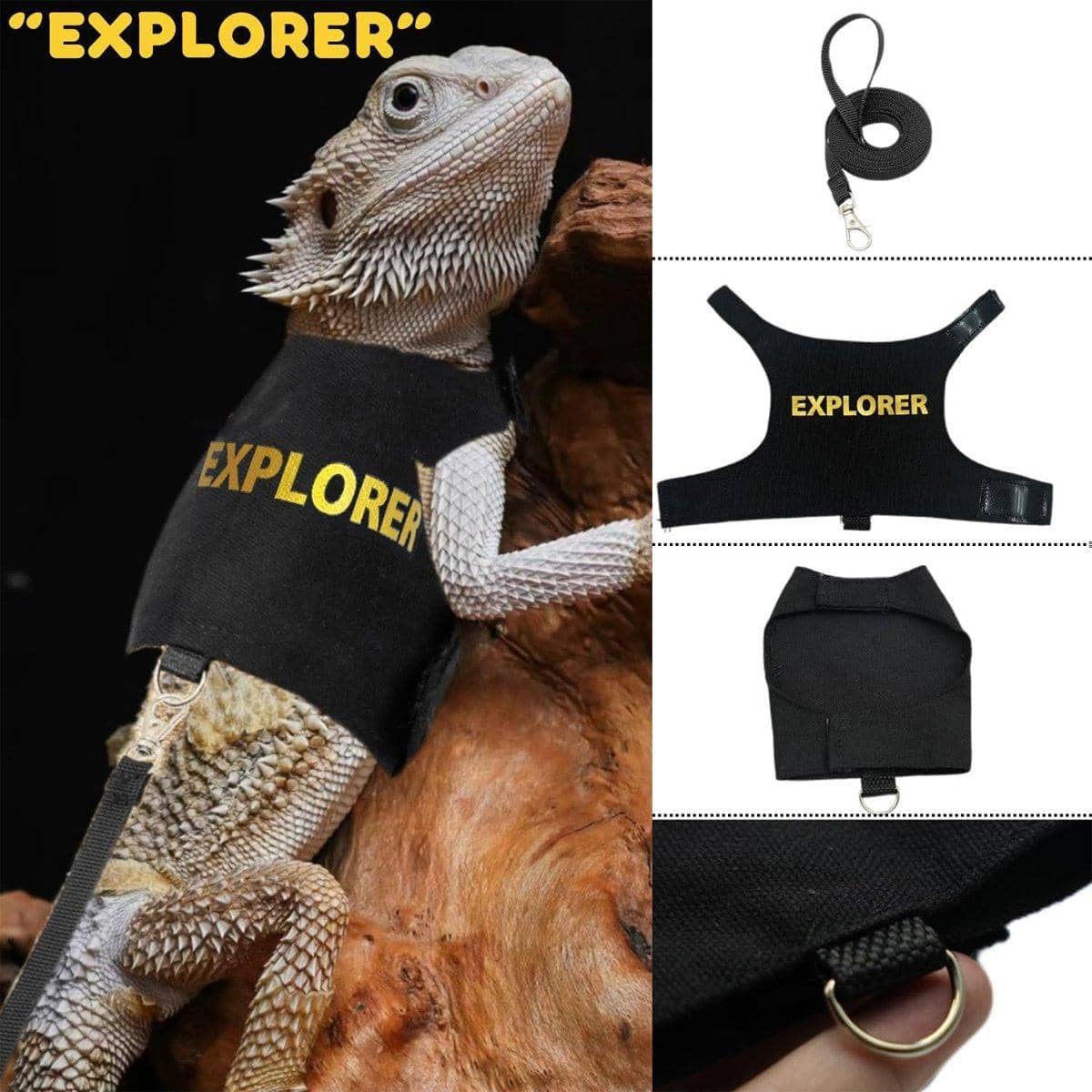 Lizard Clothing with Lead Rope, Outdoor Climbing Harness for Reptiles - view 5