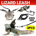 Lizard Harness and Leash with Faux Leather Bat Wings and 3 Chest Straps