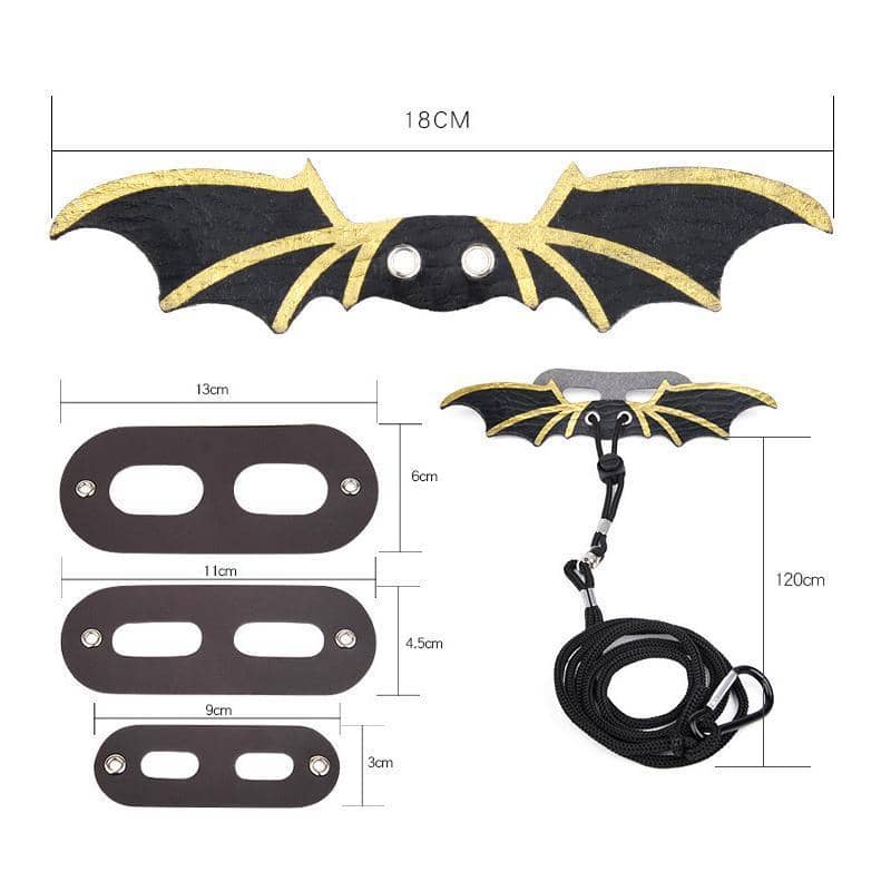 Lizard Harness and Leash with Faux Leather Bat Wings and 3 Chest Straps - view 3