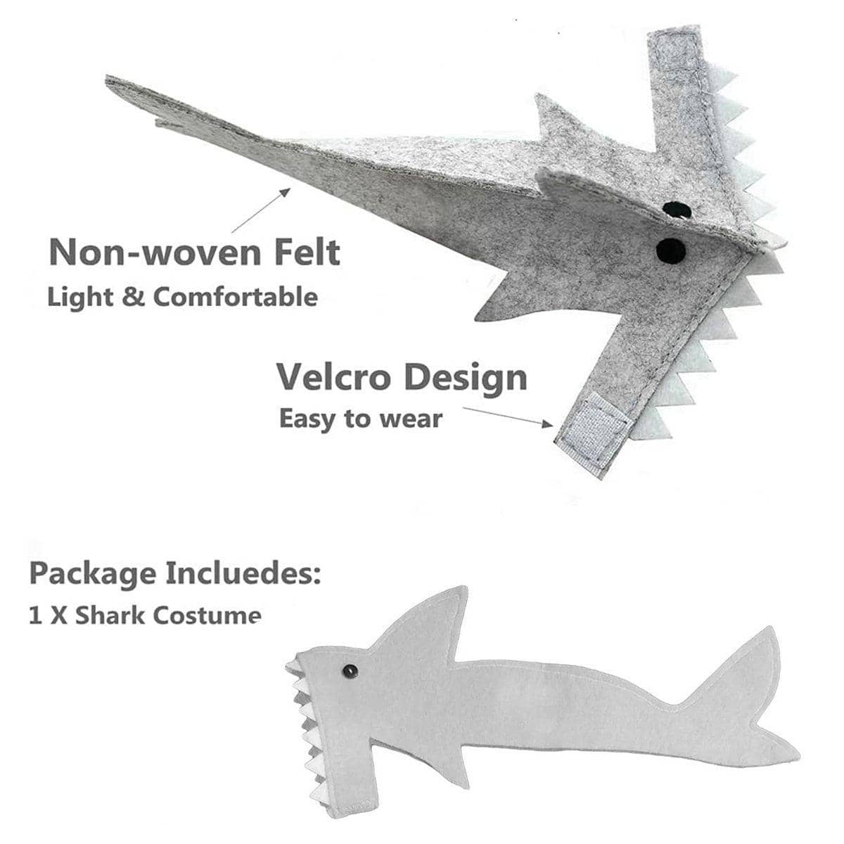 Lizard Shark Costume for Small Pets - Grey, Large (28.5 cm Long) - view 5