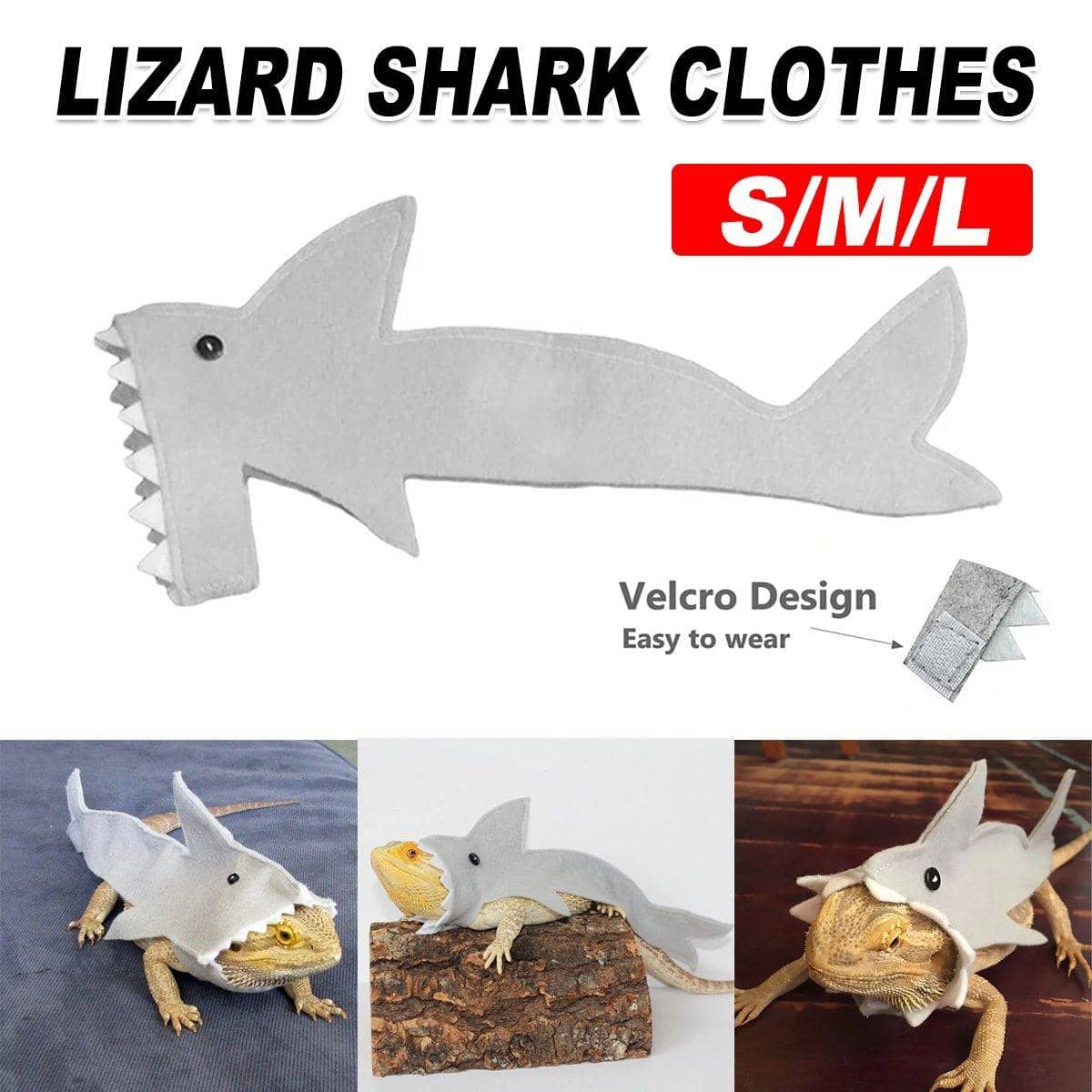 Lizard Shark Costume for Small Pets - Grey, Medium (21 cm Long) - view 2